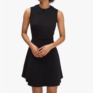 Kate Spade Lace Collar Ponte Black Sleeveless Mini Dress